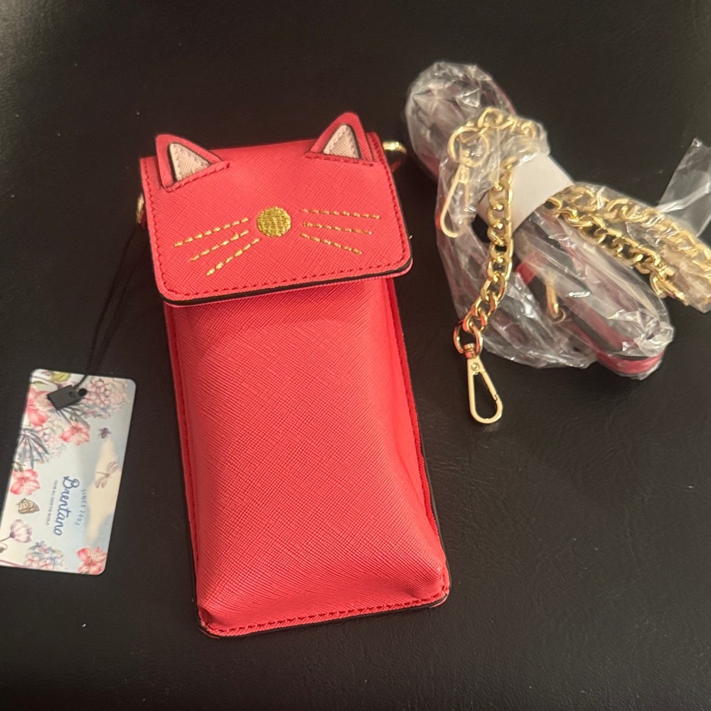 🐱 Brentano Hot Pink Cat Crossbody Bag Detachable Strap Magnetic Gold Hardware